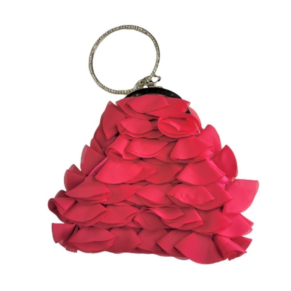 Ruffles and Frills Pink Wristlet Clutch Purse Party Evening Cocktail Bag